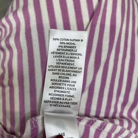 Halogen Lilac Square Neck Striped 3/4 Sleeve Top - Picture 6 of 7